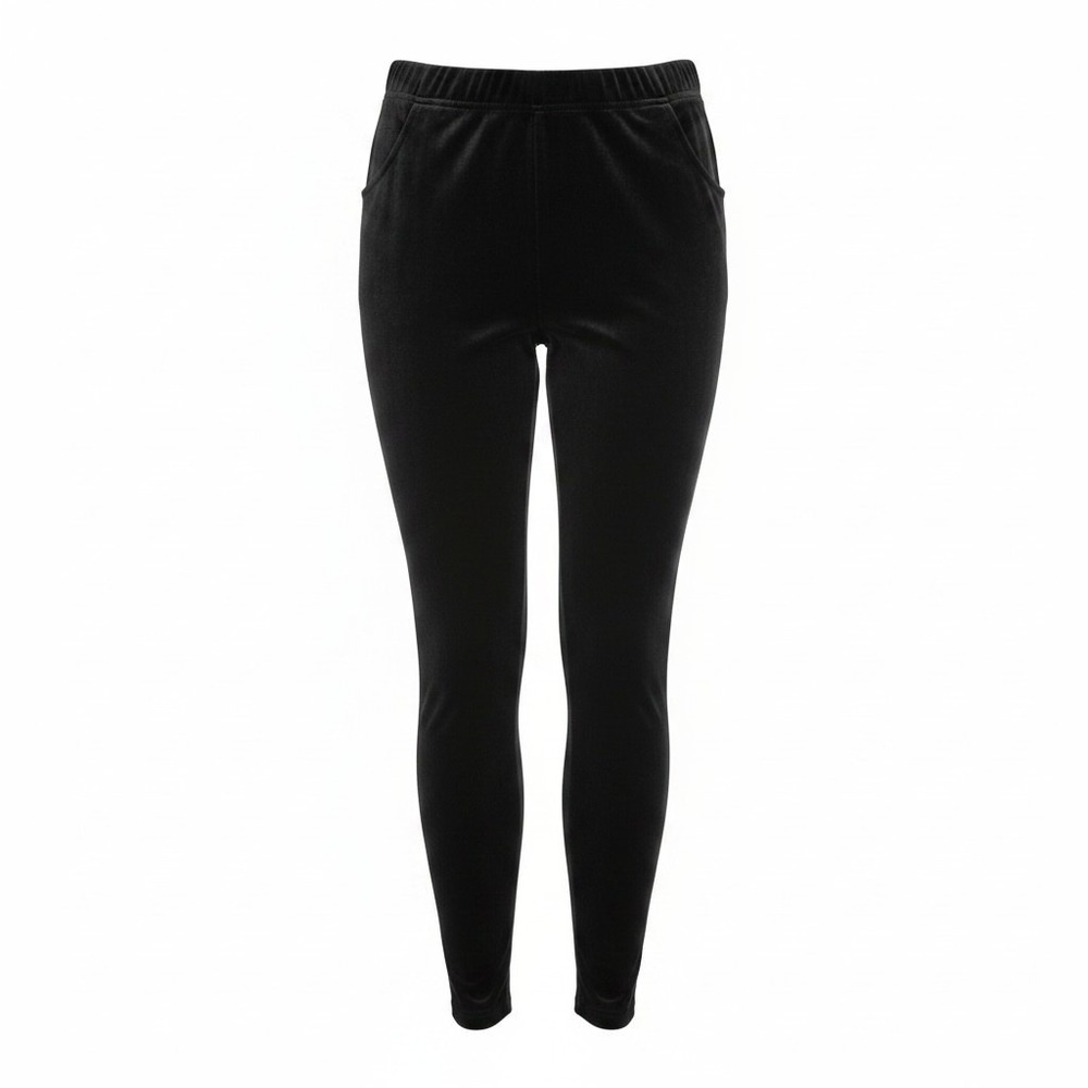 John Mark Black Velvet Pull On Leggings Faux Pockets Size S New